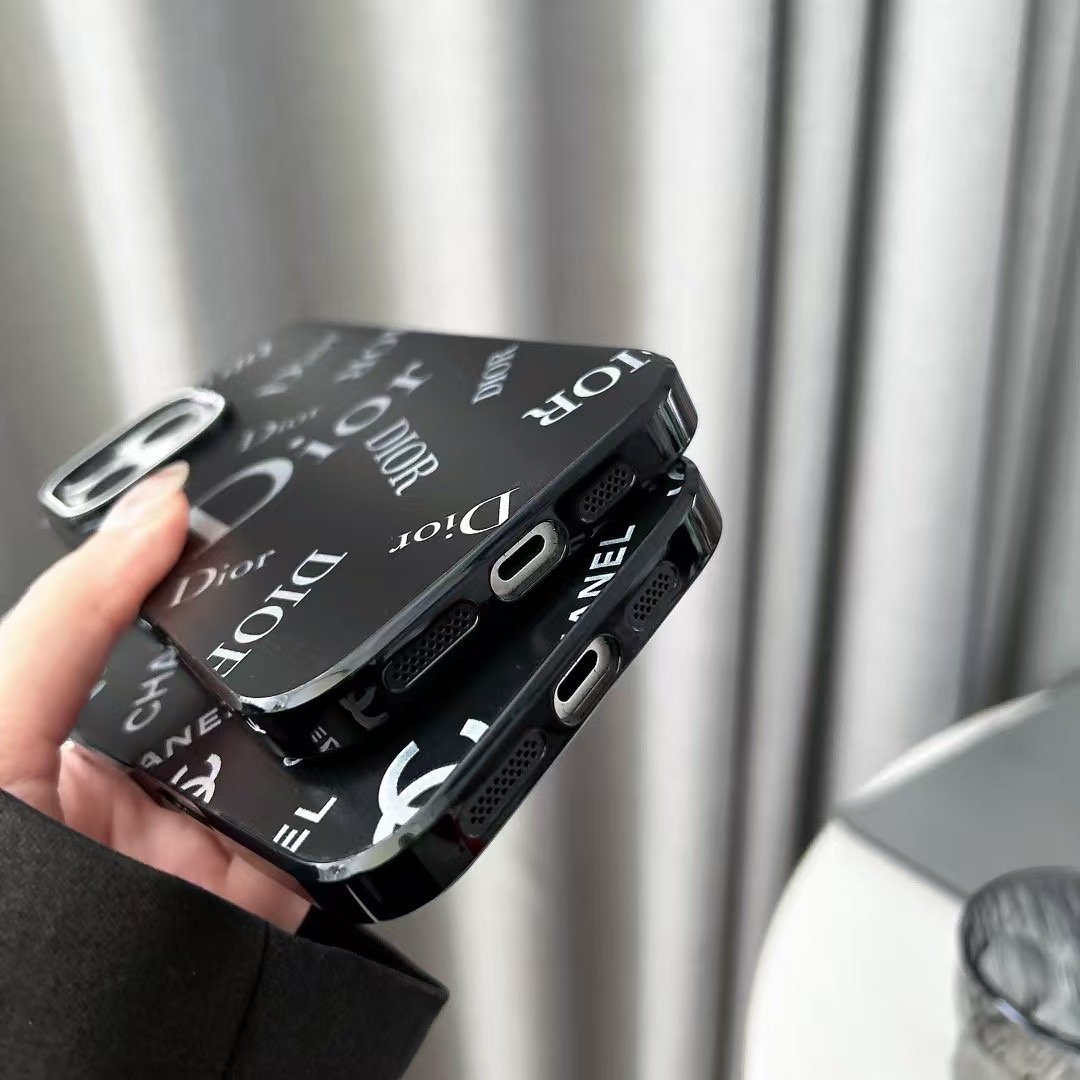 Chanel-Dior Case iphone 16 Pro Max Coque Black Cover for Plus 14
