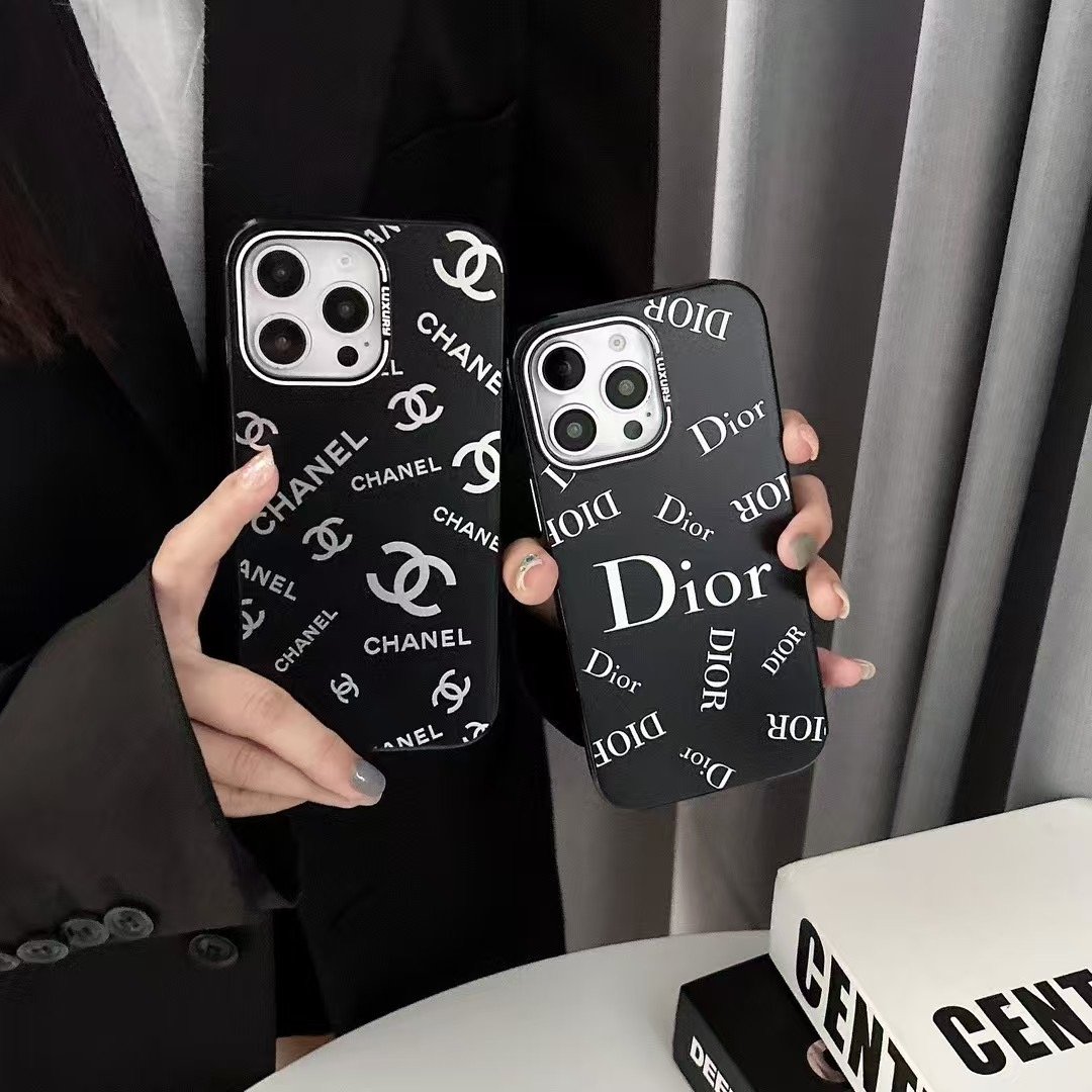 Chanel-Dior Case iphone 16 Pro Max Coque Black Cover for Plus 14