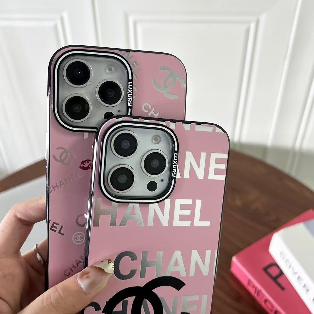 Chanel iPhone 15 Pro Max 16 Plus Case Luxury Phone Case | Pink Cover