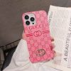 Pink-Gucci iPhone 16 Pro Max Case With Gold GG Logo