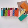 Multi-Colors Louis-Vuitton iPhone 16 Pro Max Leather Case with LV Logo Phone Cover