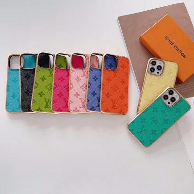 Multi-Colors Louis-Vuitton iPhone 16 Pro Max Leather Case with LV Logo Phone Cover