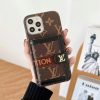 Louis Vuitton iPhone 16 15 14 13 12 Pro Max Leather Case with Card Holder Wallet Luxury LV Phone Cover