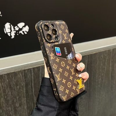 Louis Vuitton iPhone 15 Pro Max Case with Card Holder LV Leather Case