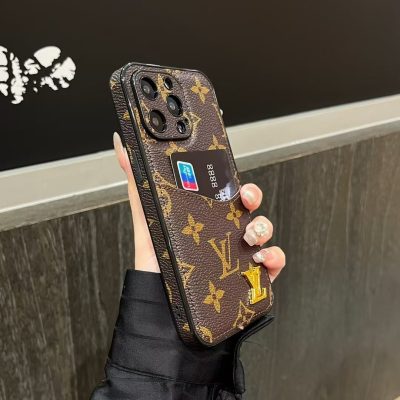 Louis Vuitton iPhone 16 Pro Max Case with Card Holder Leather Case