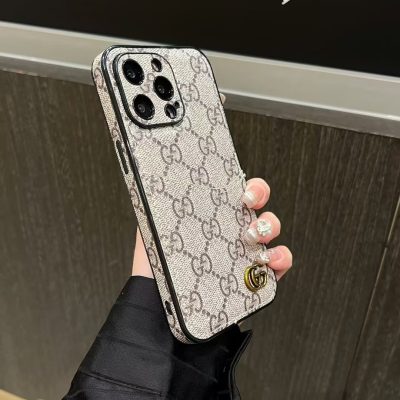 Gucci iPhone 16 Pro Max Case with Card Holder GG Real Leather Case