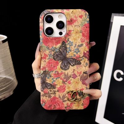 Chanel-CC iPhone 16 Pro Max Case Flower and Butterfly Designs