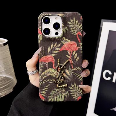 YSL iPhone 16 Pro Max Case Yves-Saint-Laurent Designer Phone Case Logo Flower