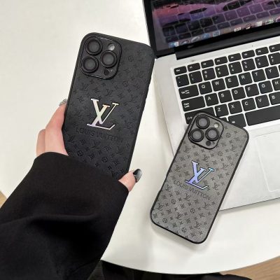 Louis-Vuitton iPhone 16 Pro Max Case with LV Logo Luxury Designer Phone Cover for iPhone 16, 15, 14 Pro Max
