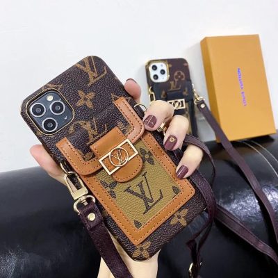 Louis Vuitton iPhone 16 15 14 13 Pro Max Case With Leather Shoulder Strap
