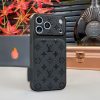 Louis-Vuitton-iPhone 17 16 Pro Max Leather Case with Card Holder Wallet – Black