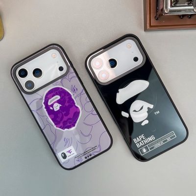 BAPE Mirror iPhone 17 Air Case – A Bathing Ape iPhone 17 Pro Max Phone Case Cover, Magnetic Bracket Stand Mirror Case for iPhone 16 Pro Max