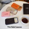 YSL iPhone 17 Pro Max Leather Case – Luxury Leather Phone Case Cover for iPhone 16 Pro Max, Premium Designer Leather Protective Case