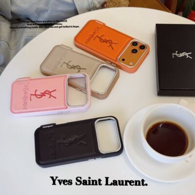 YSL iPhone 17 Pro Max Leather Case – Luxury Leather Phone Case Cover for iPhone 16 Pro Max, Premium Designer Leather Protective Case