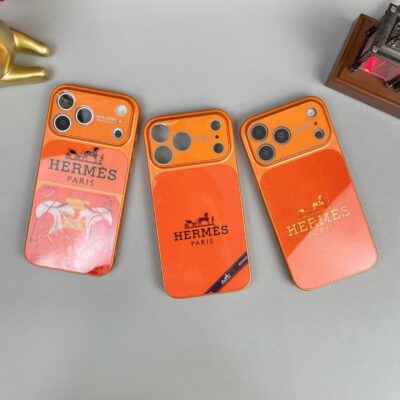 Hermes iPhone 17 Pro Max Case Orange Luxury Phone Case – Designer Protective Cover for iPhone 16 Pro Max, Premium Hermes Paris Style Case
