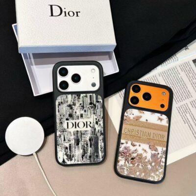 Christian Dior iPhone 17 Pro Max Leather Case – MagSafe Leather Phone Case Cover for iPhone 16 Pro Max, Luxury Designer Protective Leather Cover