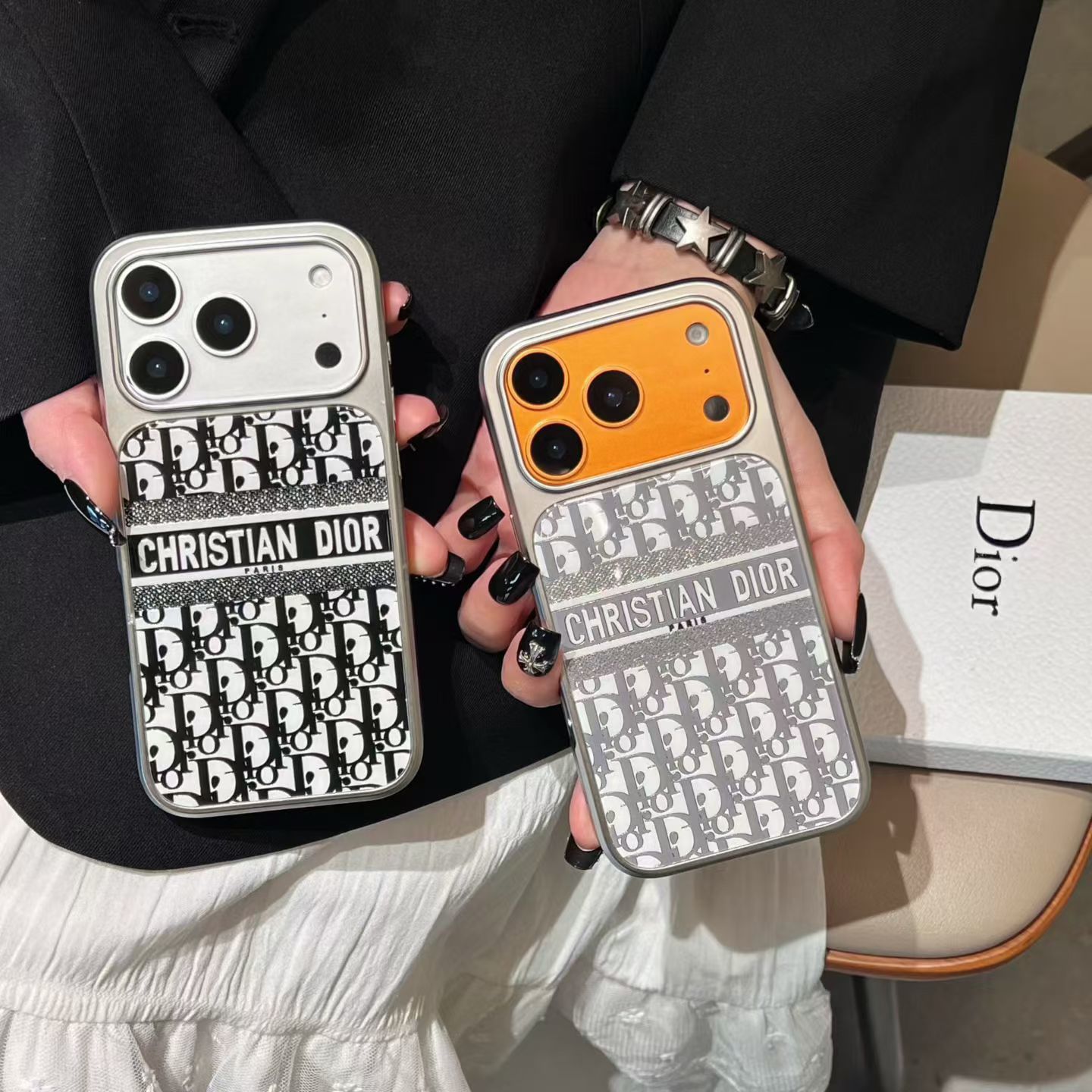 Christian Dior Paris iPhone 17 Pro Max Leather Case – MagSafe Compatible Luxury Leather Phone Case Cover for iPhone 16 Pro Max Designer Protective Cover
