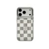 Louis-Vuitton iPhone 17 16 Pro Max Leather Case – Luxury White LV Leather Phone Cover for iPhone 16 Pro Max