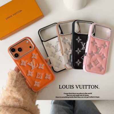 Louis-Vuitton iPhone 17 Pro Max Leather Case – Luxury LV Leather iPhone Case Cover for iPhone 16 Pro Max, Designer Protective Phone Case, Premium Leather Cover