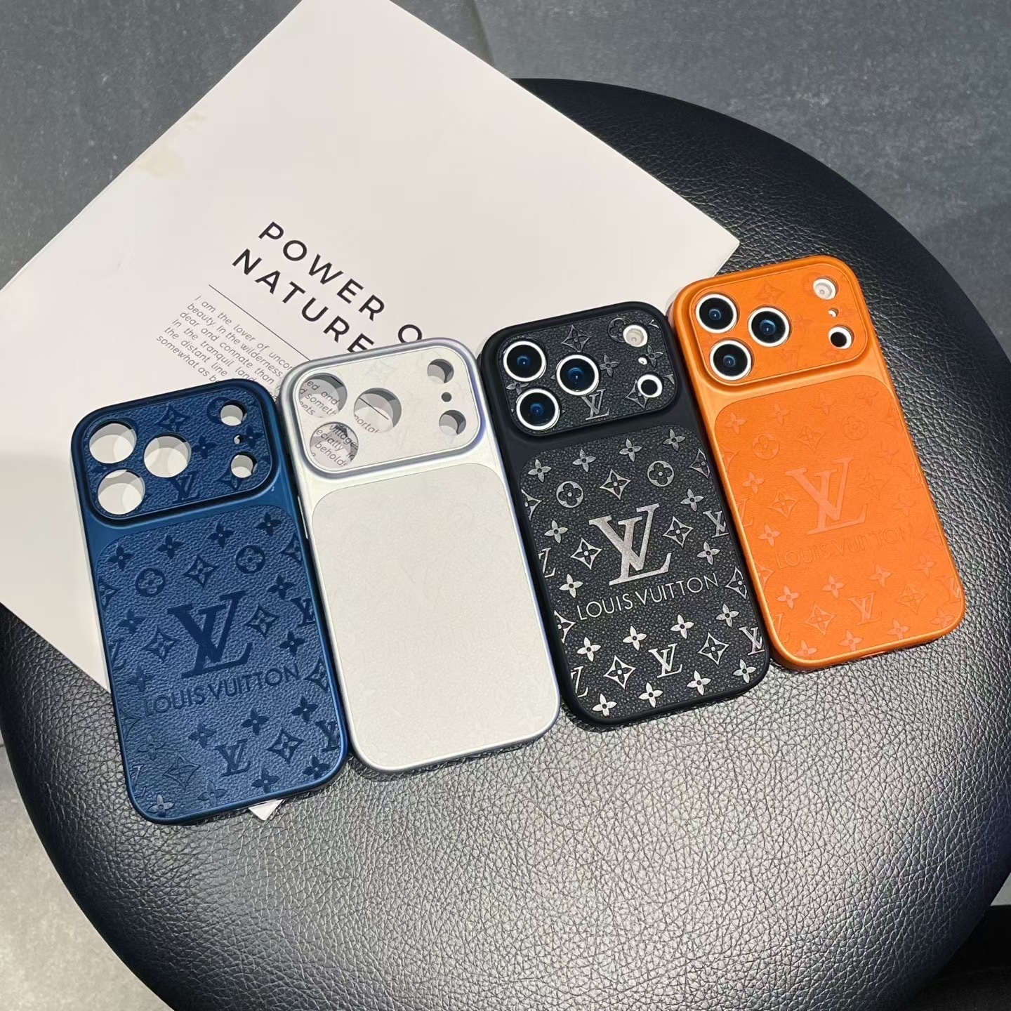 Louis Vuitton iPhone 17 Pro Max Leather Case – Luxury LV Logo Designer Leather Cover for iPhone 16 Pro Max