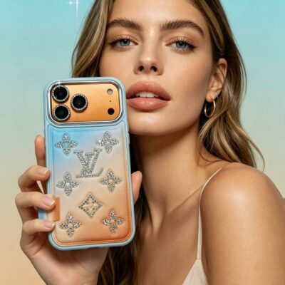 Louis-Vuitton iPhone 17 Pro Max Leather Case – Luxury LV Logo Designer Fashion Models stylist Leather Phone Cover