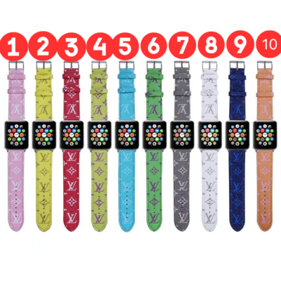 Louis-Vuitton Apple Watch Bands Leather LV Bracelet Strap for Apple Watch Series 10 9 8 7 6 5 4 3 2 1 Luxury Designer Leather Watch Band 38mm 40mm 41mm 42mm 44mm 45mm 46mm 49mm