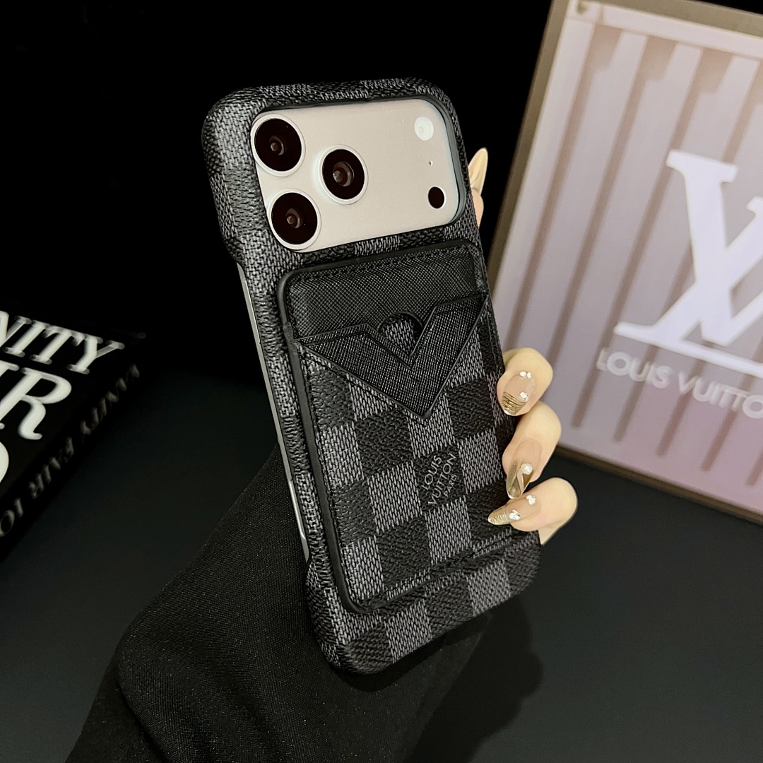 Louis Vuitton iPhone Leather Case With Adjustable Card Holder Wallet – Luxury LV Cover for iPhone 13, 14, 15, 16 & 17 Series