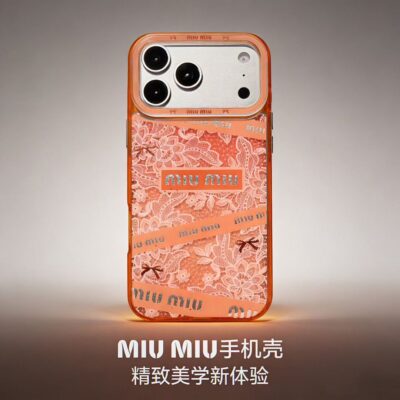 Orange Pink Miu Miu iPhone 17 Pro Max Case – Luxury Designer Cover for iPhone 14, 15, &16