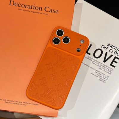 Orange Gucci iPhone 17 Pro Max Leather Case – GG Luxury Designer Phone Cover for iPhone 14, 15, 16 & 17 Pro Max