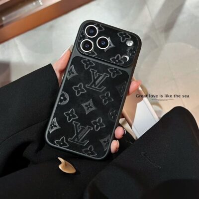 Black LV iPhone 17 Pro Max Leather Phone Case – Luxury Louis Vuitton Style Leather Cover for iPhone 14, 15, 16 & 17 Pro Max