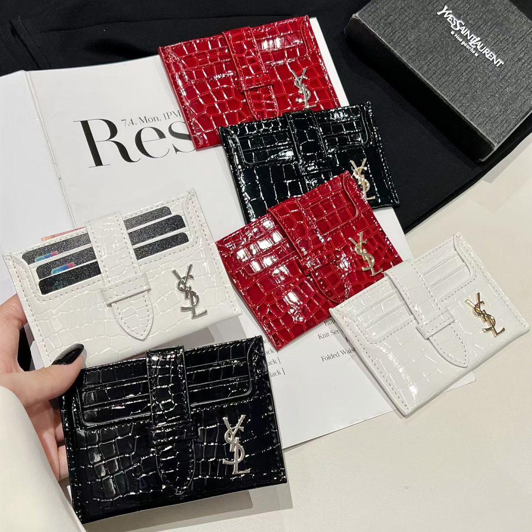 YSL Yves Saint Laurent Leather Purse Credit Card Holder Wallet – Luxury Designer Card Holder for 3–5 Cards