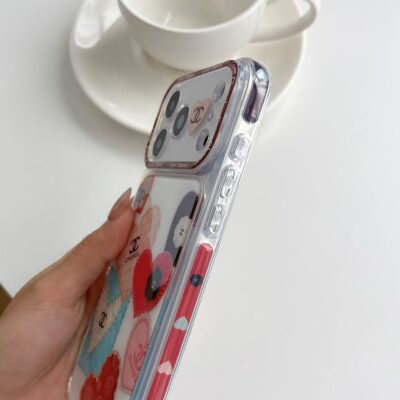 Coco Chanel Hearts iPhone Case – Transparent Love Heart Phone Cover for iPhone 15, 16 & 17, Pro & Pro Max
