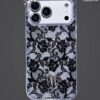 Dior Floral iPhone 17 Pro Max Clear Case – Flower Design Transparent Phone Cover for iPhone 14, 15, 16 & 17 Pro Max, Black, White & Pink
