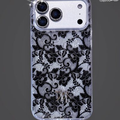 Dior Floral iPhone 17 Pro Max Clear Case – Flower Design Transparent Phone Cover for iPhone 14, 15, 16 & 17 Pro Max, Black, White & Pink