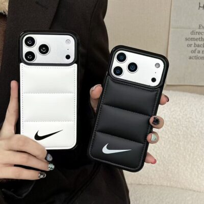 Nike Air iPhone 17 Pro Max Leather Puffer Case – Stylish Padded Phone Cover for iPhone 13, 14, 15, 16 & 17, Plus, Air, Pro and Pro Max