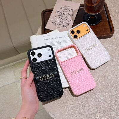 Guess iPhone 17 Pro Max Case – Luxury-Style Designer Phone Cover for iPhone 13, 14, 15, 16 & 17 Pro Max, Black, Pink & White