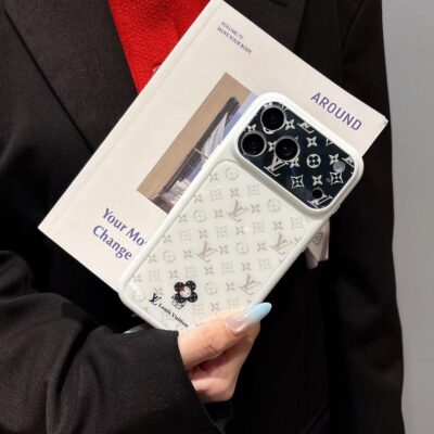 White LV iPhone 17 Pro Max Case – Louis Vuitton Style Luxury Designer Phone Cover for iPhone 14, 15, 16 & 17 Pro Max