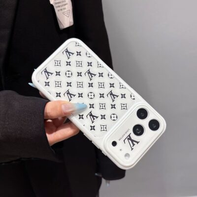 Louis Vuitton LV iPhone 17 Pro Max Case – Luxury Designer Phone Cover for iPhone 14, 15, 16 & 17 Pro Max, White and Pink