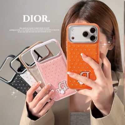 Dior iPhone 17 Pro Max Leather Case – Luxury Christian Dior Style Phone Cover for iPhone 13, 14, 15, 16, 17 & 18 Pro Max