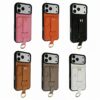 Hermès iPhone 17 Pro Max Leather Case with Card Holder & Handle Support – Luxury Designer Phone Cover for iPhone 13, 14, 15, 16, 17 & 18
