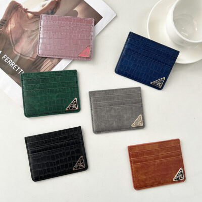 Orange Prada Saffiano Leather Card Holder Wallet – Slim Designer-Style Credit Card Case for 3–6 Cards, Available in Pink, Green, Gray Blue, Black and Brown