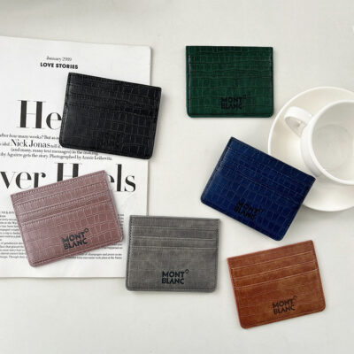 Montblanc Leather Card Holder Wallet – Soft Leather Slim Card Case for Men and Women, Compact Wallet for 3–6 Cards, Available in 6 Colors