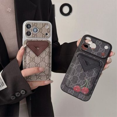 Gucci Style iPhone Case with Detachable Magnetic Card Holder – Leather Wallet Case for iPhone 18 Pro Max, 17 Pro Max, iPhone 18 Pro & iPhone 13–18 Series